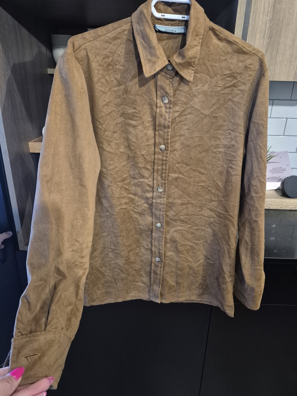 Simons Brown Suede-Look Button-Up Jacket